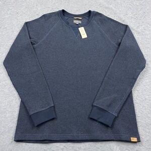 LL Bean Signature Waffle Crew Men's XL Blue Indigo Heather Long Sleeve Sweater